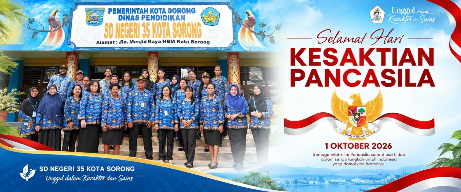 Selamat Hari Kesaktian Pancasila 2026, SD Negeri 35 Kota Sorong